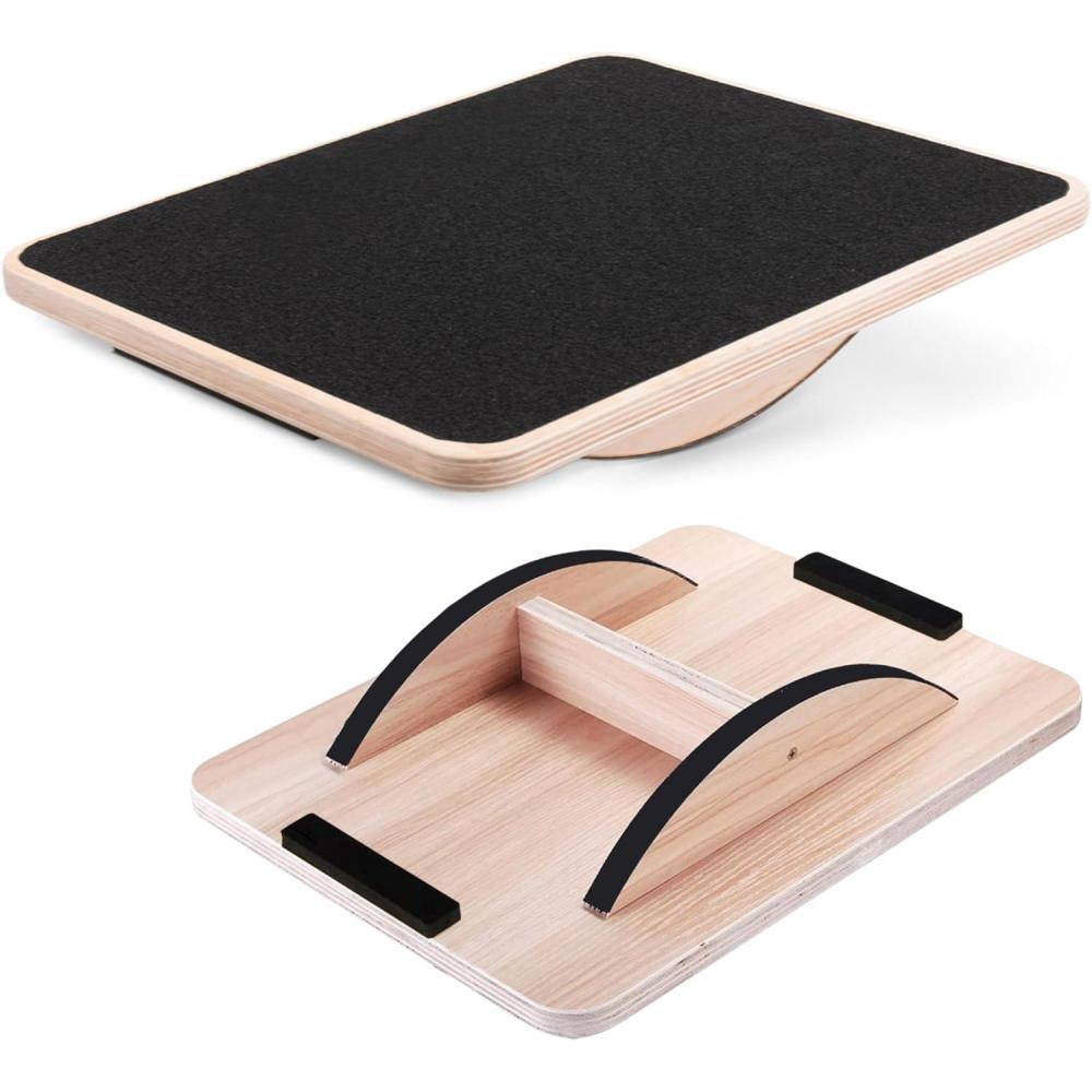 Yes4All 350LBS Professional Wooden Balance Board for Leg Workout, Anti-Slip Rocker Board, Wobble Board for Standing Desk(A. Black)