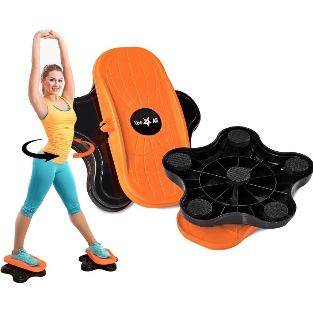 Yes4All Ab Twister Board, 15 inch XXL, Waist Twisting Disc,Twisting Stepper for Aerobic Exercise, Full Body Toning Workout, Noise-Free, 2pcs in a Box(Black/Orange)