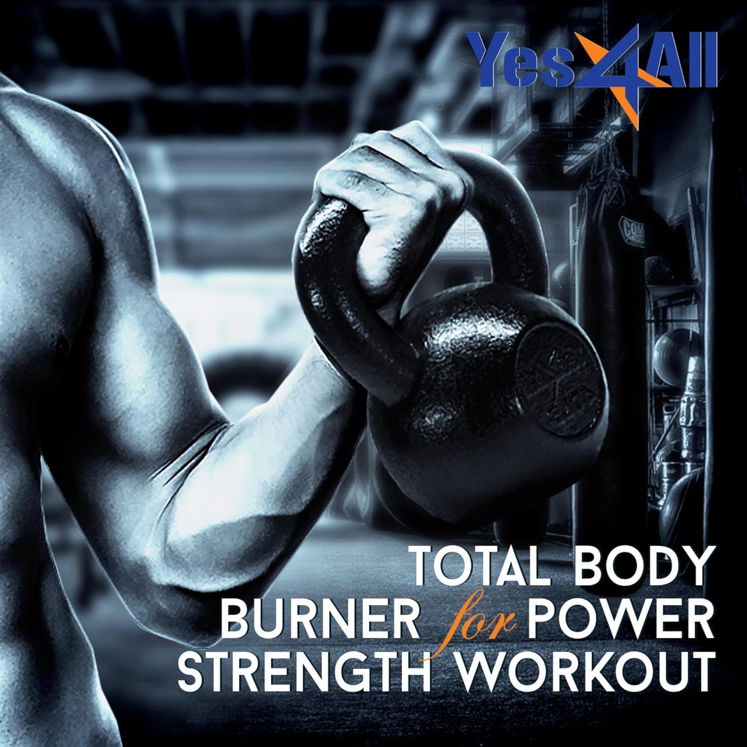 Yes4All Cast Iron Kettlebell, Strength Training Kettlebells 5-80 Lb (5,10,15,20,25,30,35,40,45,50,60,70,80 Lb) for Full Body Workout, Push up, Strength Training – Single & Kettlebell Set of 2 for Men(I.Black 45lbs)