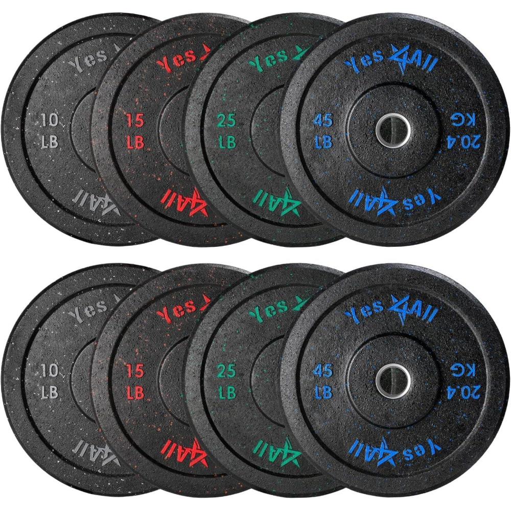 Yes4All 2″ Bumper Plate, 10-190 LB Olympic Rubber Weight Plate with Steel Hub for WeightLifting, Strength Training, Home Gym, Less Impact, Absorb Bounce & Shock, Multiple Options(190LB)