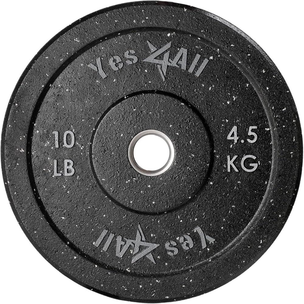 Yes4All 2″ Bumper Plate, 10-190 LB Olympic Rubber Weight Plate with Steel Hub for WeightLifting, Strength Training, Home Gym, Less Impact, Absorb Bounce & Shock, Multiple Options(10LB)