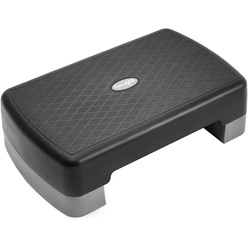 Yes4All 18.9″ Aerobic Exercise Step Platform with 2 Risers, Adjustable Height Workout Stepper 3″ 5.1″ for Home Gym(C. Cool Grey)
