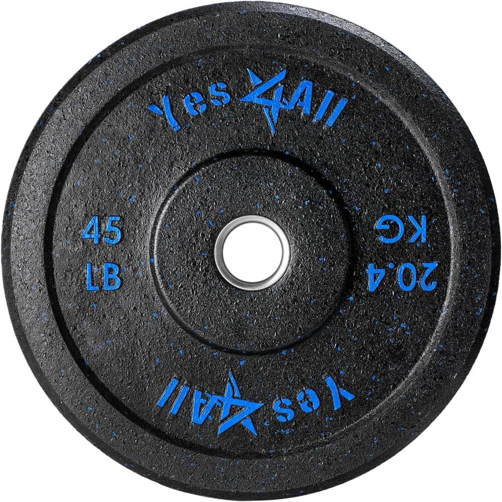 Yes4All 2″ Bumper Plate, 10-190 LB Olympic Rubber Weight Plate with Steel Hub for WeightLifting, Strength Training, Home Gym, Less Impact, Absorb Bounce & Shock, Multiple Options(45LB)
