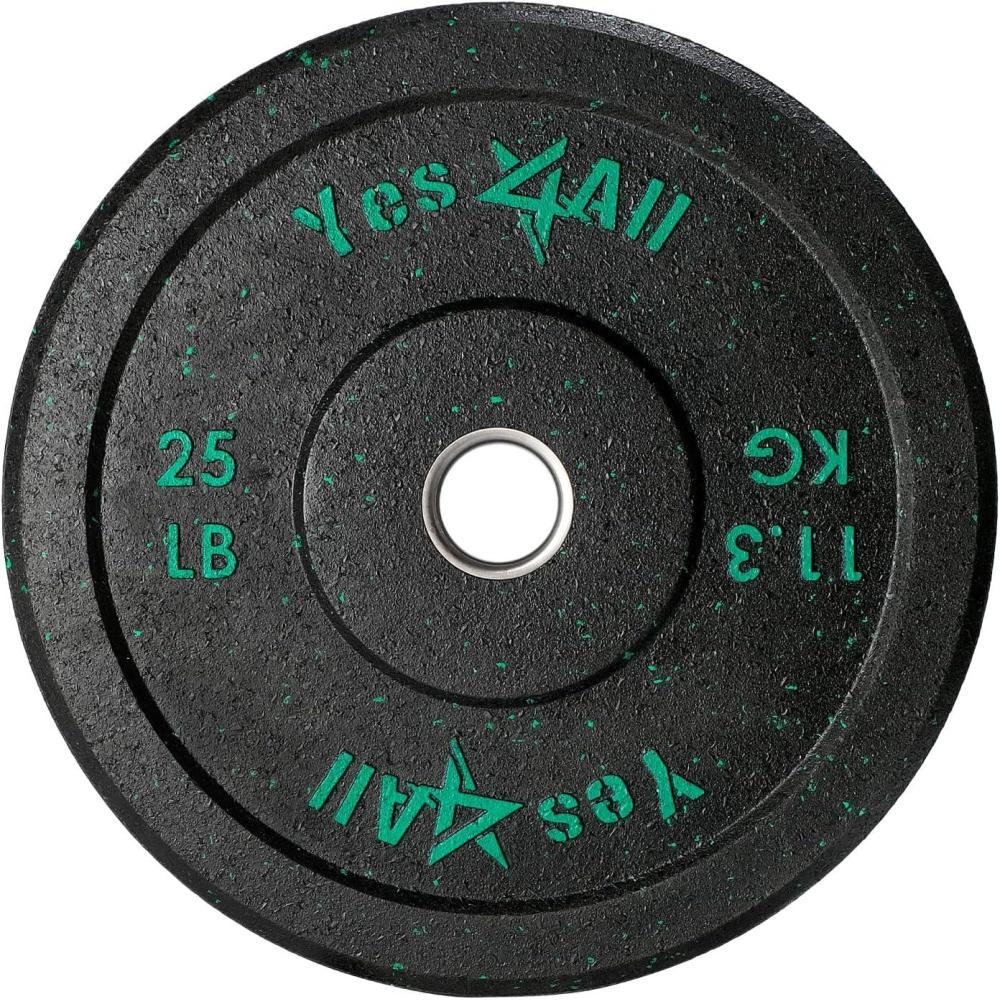 Yes4All 2″ Bumper Plate, 10-190 LB Olympic Rubber Weight Plate with Steel Hub for WeightLifting, Strength Training, Home Gym, Less Impact, Absorb Bounce & Shock, Multiple Options(25LB)