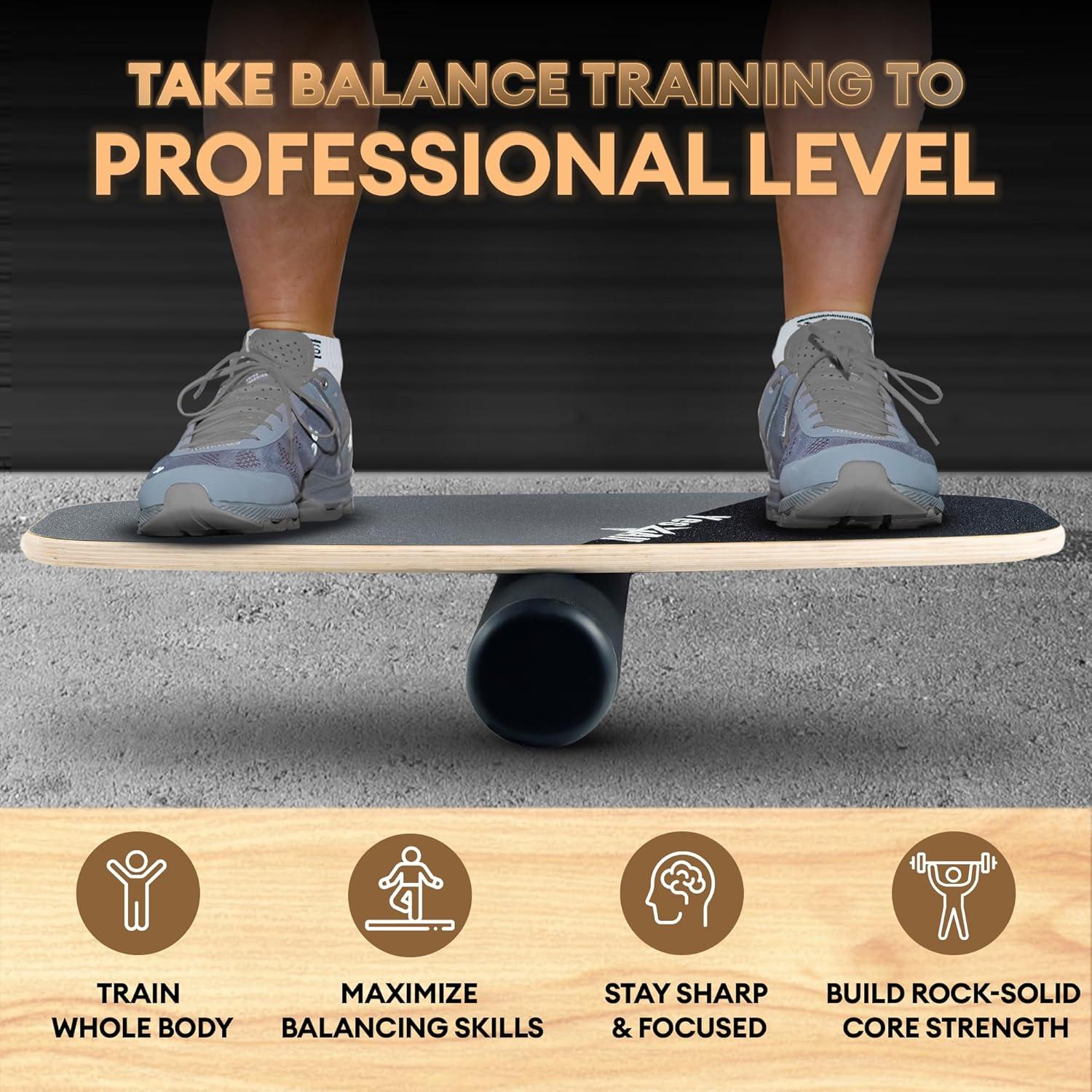 Yes4All 2-in-1 Balance Boards Set, 9 Adjustable Modes Surf Trainer, Wobble Board Exercise for Adults, Includes Roller & Ball