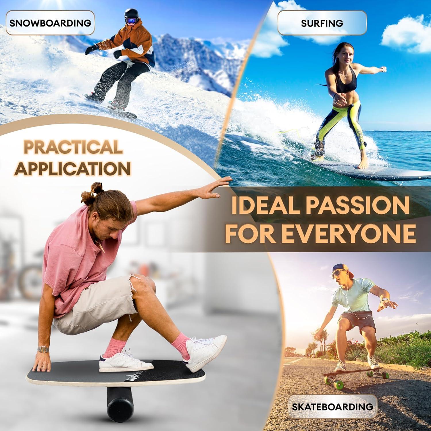 Yes4All 2-in-1 Balance Boards Set, 9 Adjustable Modes Surf Trainer, Wobble Board Exercise for Adults, Includes Roller & Ball