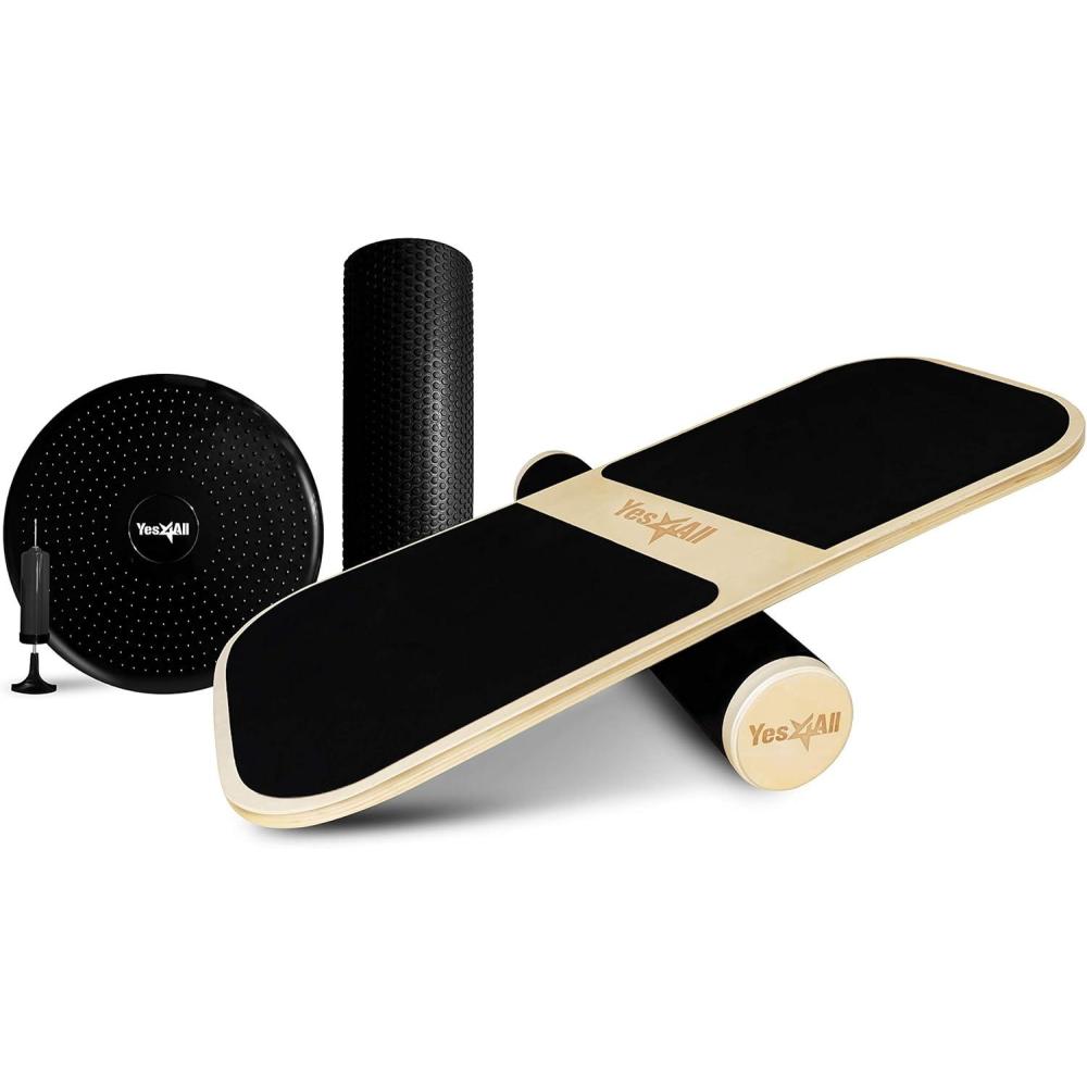 Yes4All Balance Board Sports Trainer, Surf Trainer Board With Adjustable Stoppers, Improve Core Strength and Balance Control(I. 3in1 Balance Board Training System)
