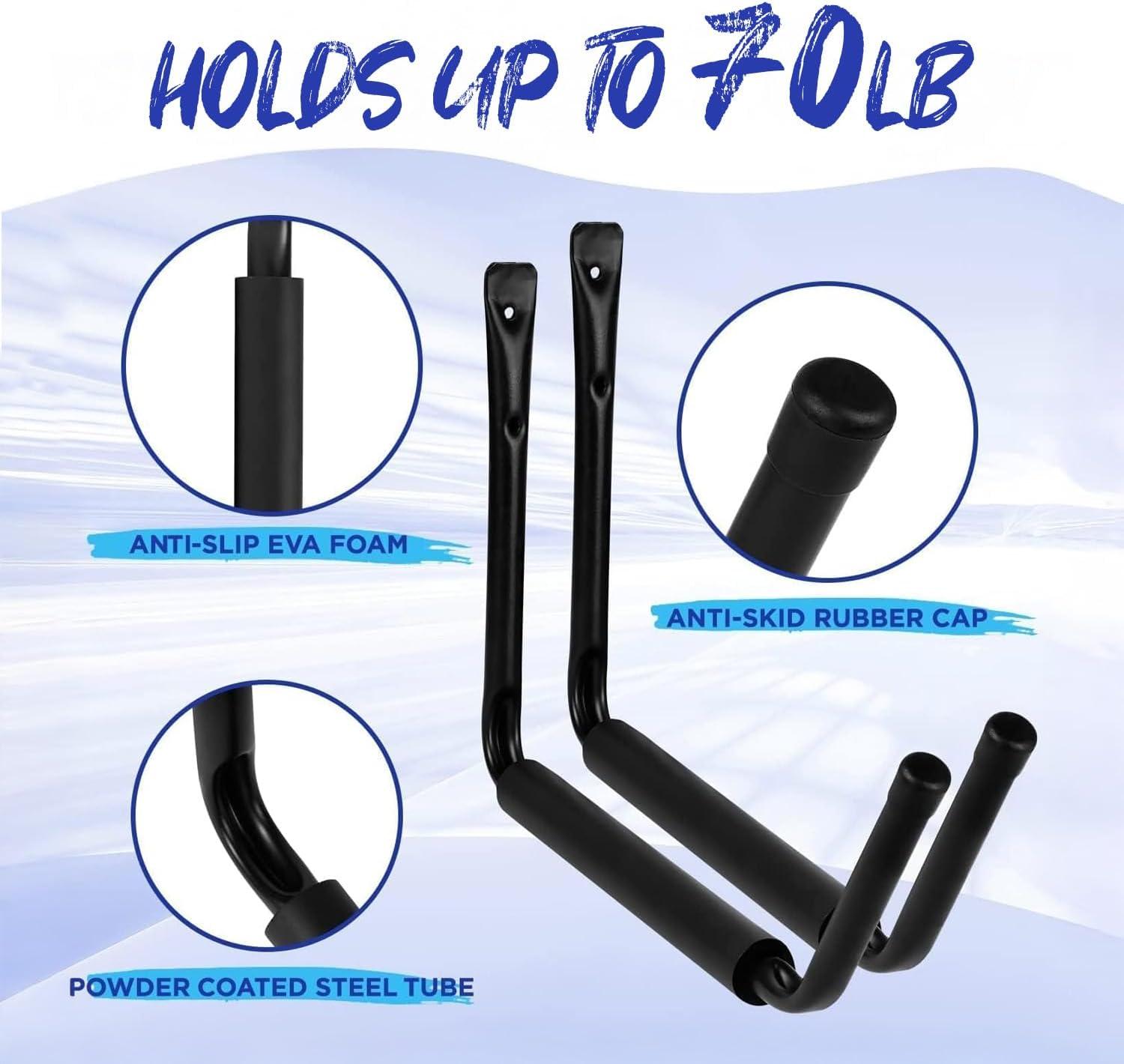 Yes4All Heavy Duty Surfboard, Kayak Wallmount Rack, Garage Storage Heavy Duty Hooks, Indoor and Outdoor Canoe, Bike Kayak Storage Hook
