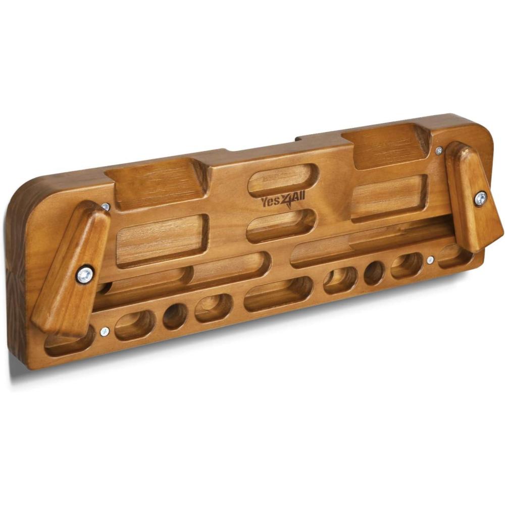 Yes4All Wooden Hang Board/Climbing Board for Doorway – Hand Strengthener Equipment for Training Finger, Grip and Pull Up(A. Espresso – Upgraded)