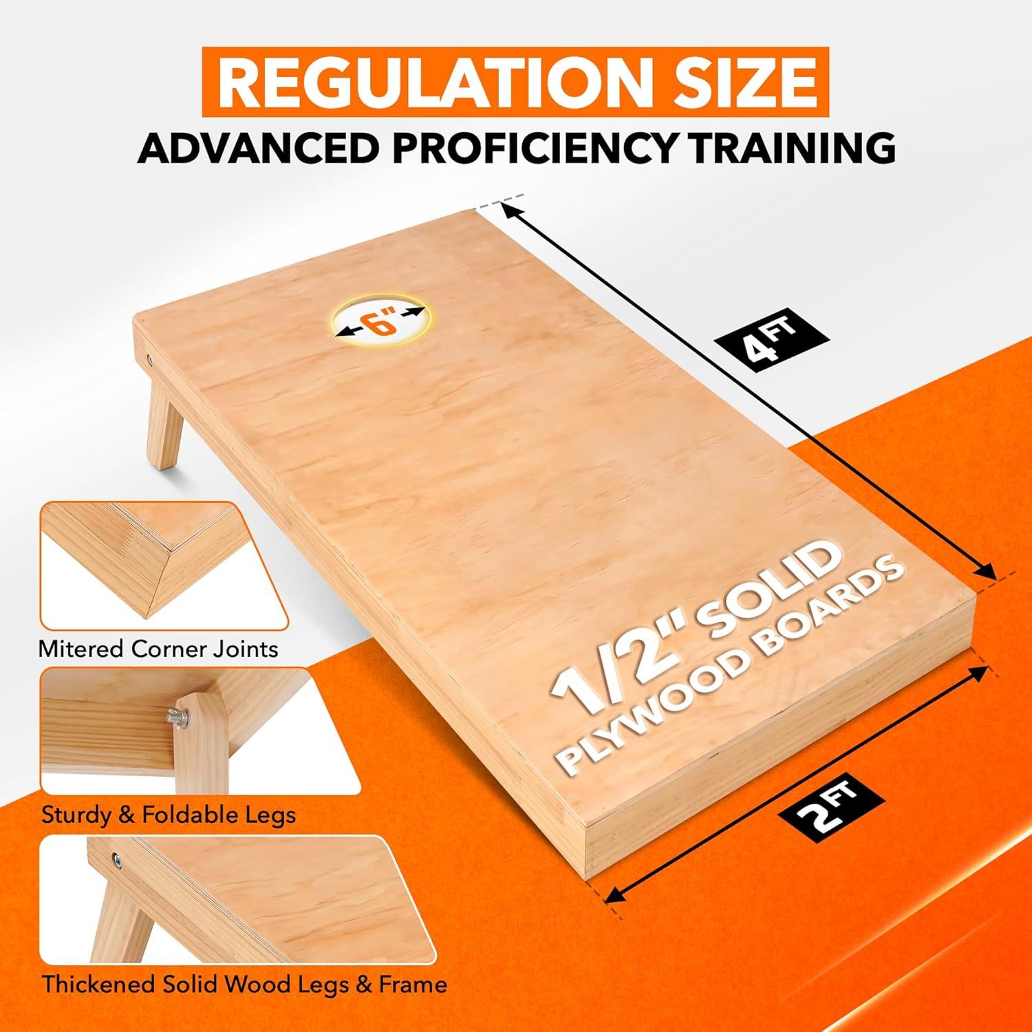 Yes4All Cornhole Board Set, 52.9 lb Tournament-Grade, Impact-Resistant Plywood Surface Cornhole Boards – Includes 1 Carry Bag, 1 Tote Bag, and 8 Double-Sided Bean Bags