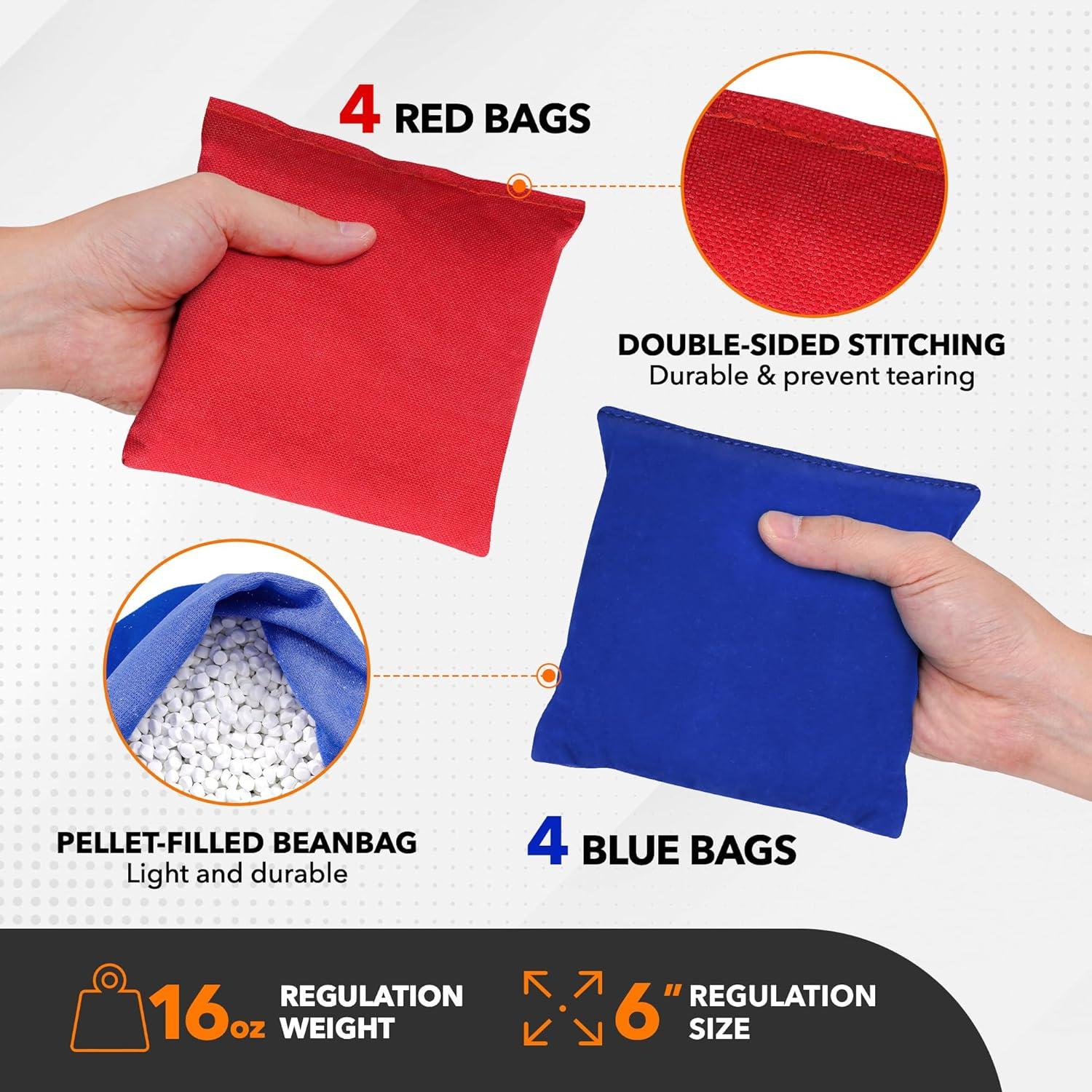 Yes4All Cornhole Board Set, 52.9 lb Tournament-Grade, Impact-Resistant Plywood Surface Cornhole Boards – Includes 1 Carry Bag, 1 Tote Bag, and 8 Double-Sided Bean Bags