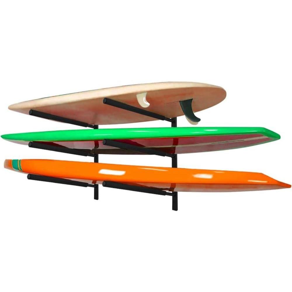 Yes4All Heavy Duty Steel Wall Mount Paddle Board Racks, Surfboard Holder, Suitable for Both Indoor and Outdoor Storage(A. Black – Steel)
