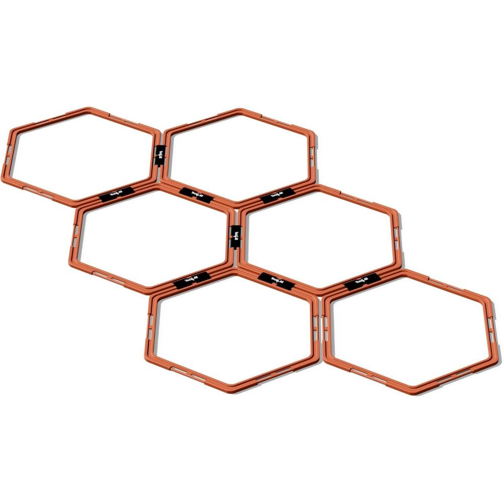 Yes4All Hex Agility Rings/Speed Rings with Carrying Bag – Hexagon Rings, Agility Hurdles for Agility Footwork Training(A. Orange – 6 Rings)