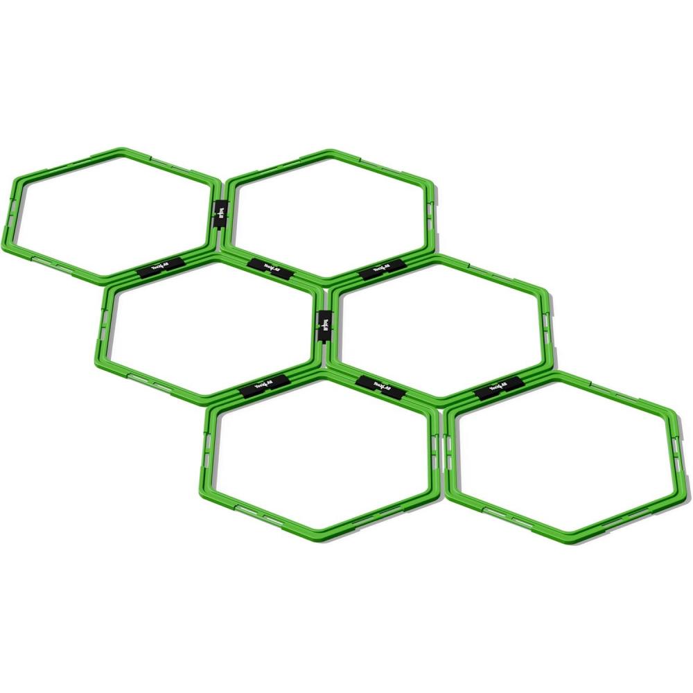 Yes4All Hex Agility Rings/Speed Rings with Carrying Bag – Hexagon Rings, Agility Hurdles for Agility Footwork Training(C. Neon Green – 6 Rings)