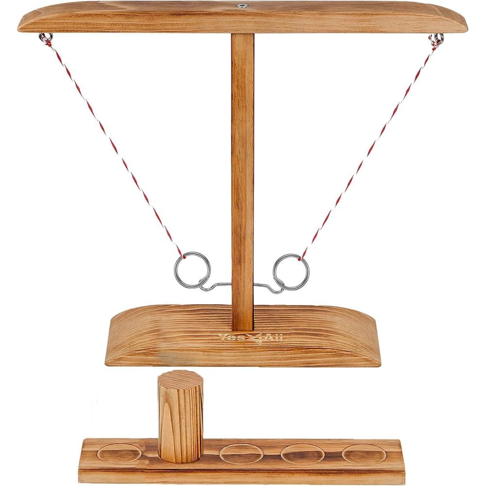 Yes4All Ring Toss Wall Game/Indoor & Outdoor Game for Adults, Camping, Party(D. Brown walnut)