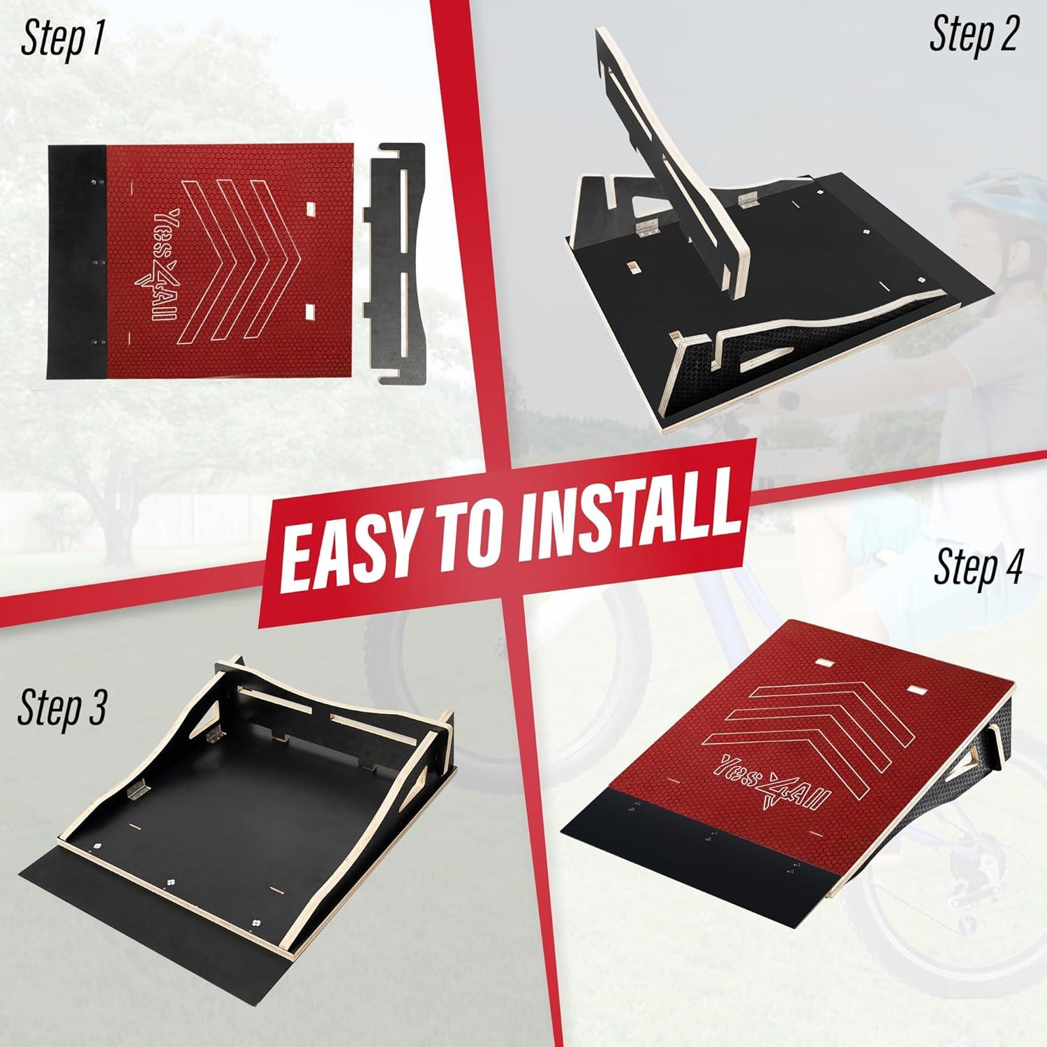 Yes4All Single-Piece Skateboard Ramp, Bike Ramp, Skate Ramp – Design for Beginners, More Durable, Safe, Capacity 220Lbs(A. Skateboard Ramp Rack)