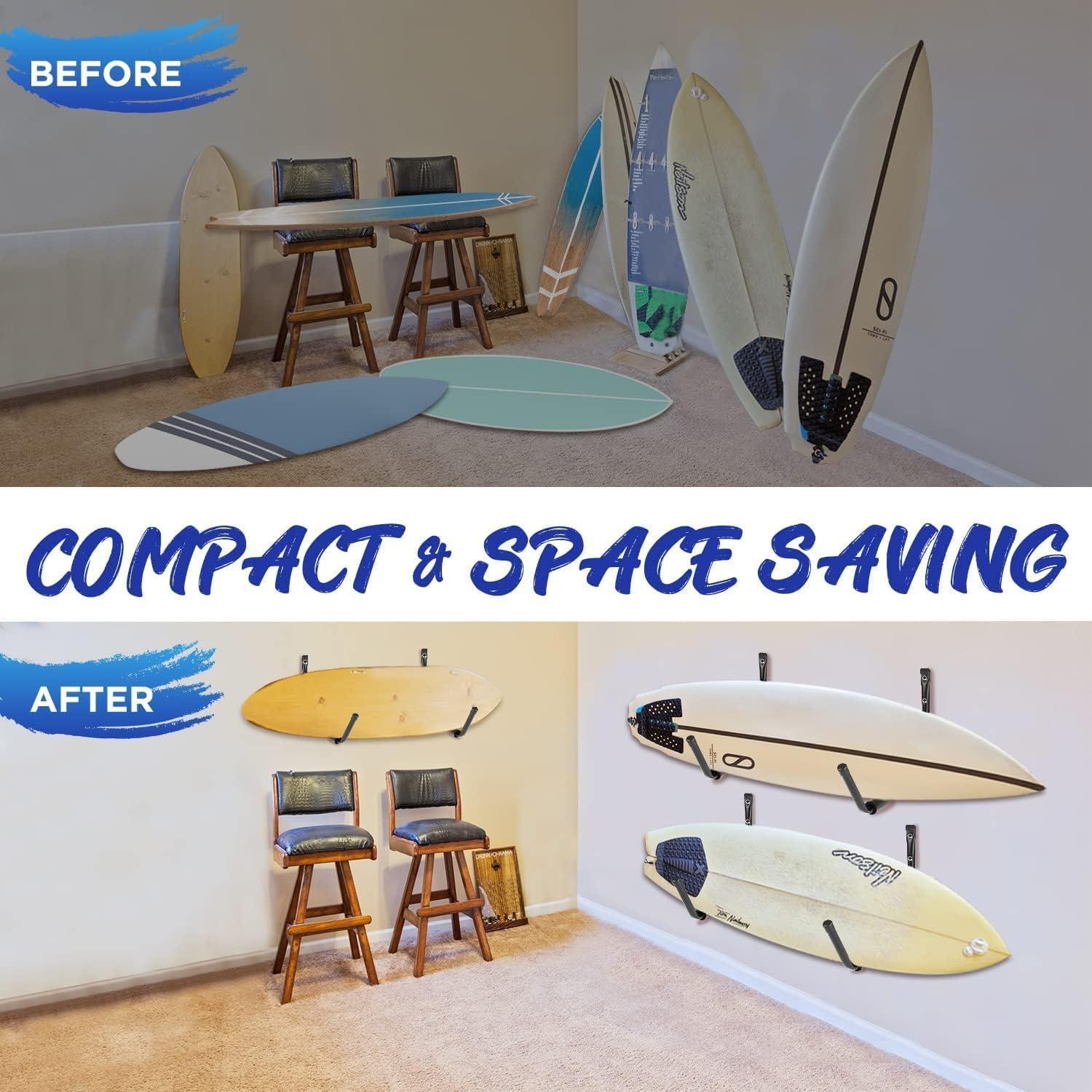 Yes4All Heavy Duty Surfboard/Kayak Wallmount Rack/Garage Storage Heavy Duty Hooks/Indoor and Outdoor Canoe, Bike Kayak Storage Hook