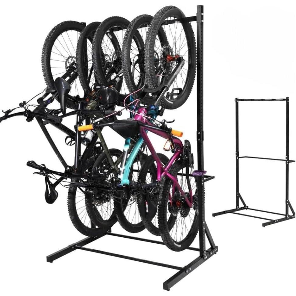 Yes4All Freestanding Bike Storage Rack, 300 Lbs 5 Levels Sturdy Steel Vertical Bike Rack, Bike Racks for Home and Garage Organizer, Indoor/Outdoor Bike Storage Rack(A. Bike Storage Rack)
