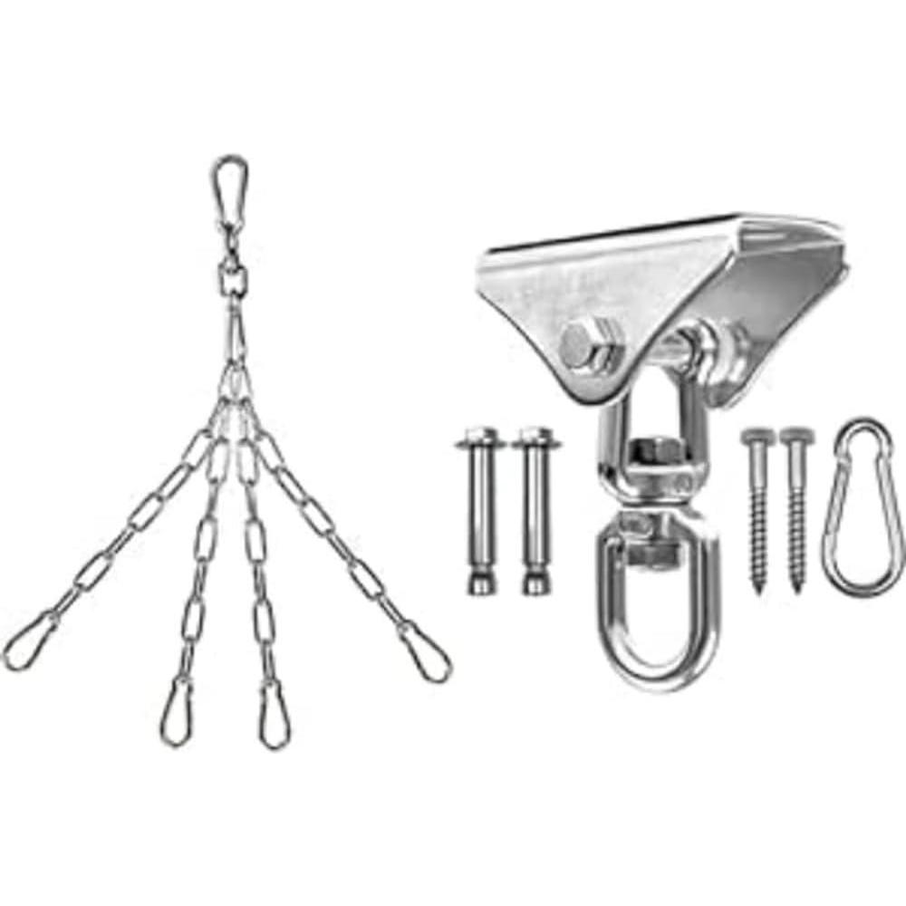 Yes4All 150LB Capacity Punching Bag Hanger, Stainless Steel Swivel Chain + 1000LB Capacity 360° Stainless Steel Heavy Duty Bag Hanger