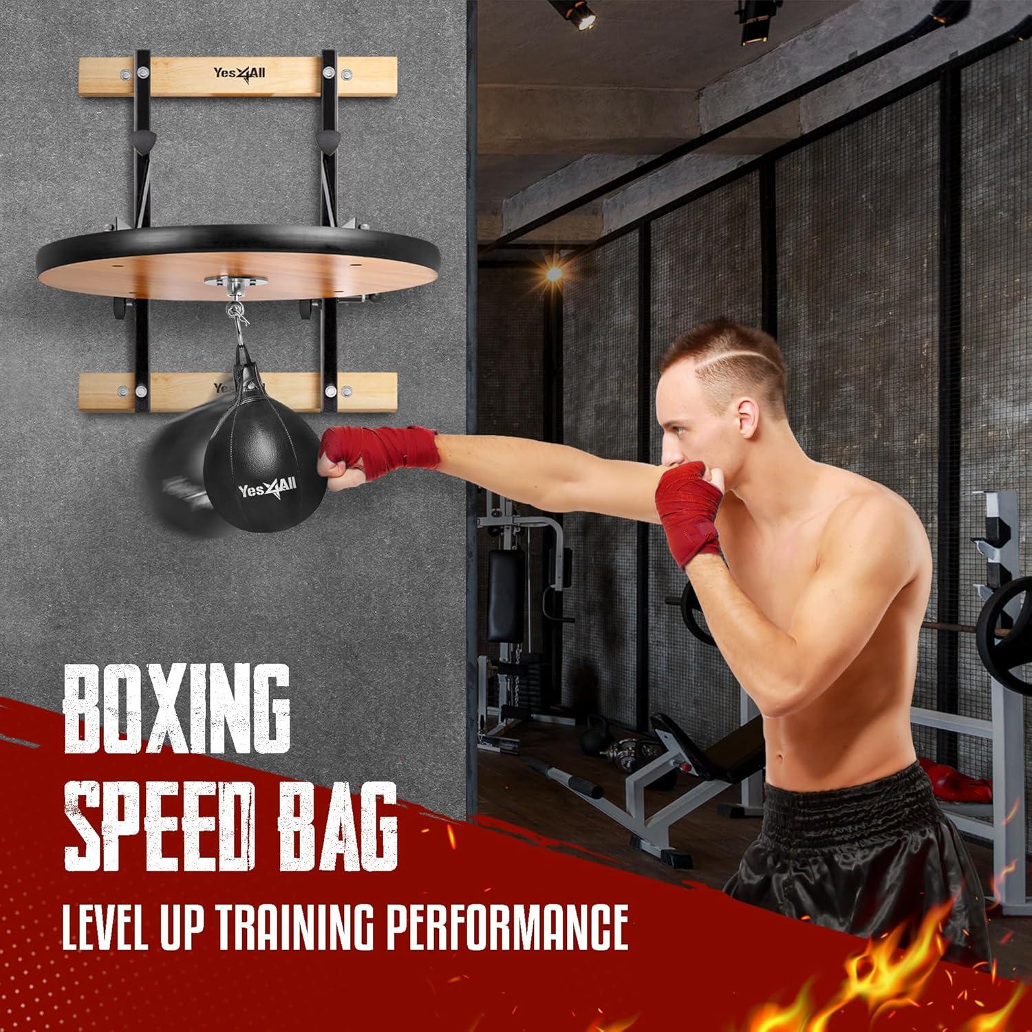 Yes4All 24 inches Adjustable Speed Bag Platform with Upgraded Speed Balls, Wall Mount Punching Bag Boxing Training Full Kit