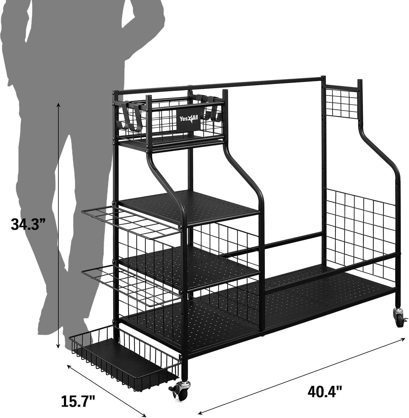 Yes4All Golf Storage Garage Organizer, Golf Bag Storage Stand and Other Golfing Equipment Rack, Extra Storage Rack for Golf Clubs,Black(A. Golf Storage)