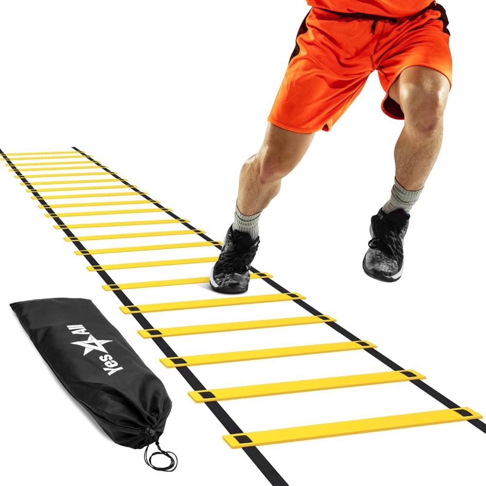 Yes4All Agility Ladder Speed Training Equipment, Adjustable Football Ladder for All Ages with Carry Bag, Durable, Portable, Multiple Colors & Rungs(C. 20 rung – Yellow)