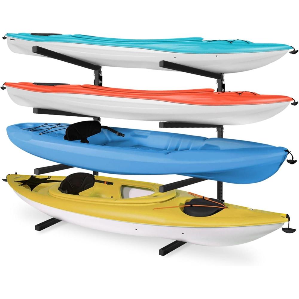 Yes4All Kayak Storage Rack Kayak Wall Mount Rack 400lbs 4 Adjustable Levels Kayak Rack for Outdoor, Indoor Kayak Storage Rack(B. UPGRADED – Black)