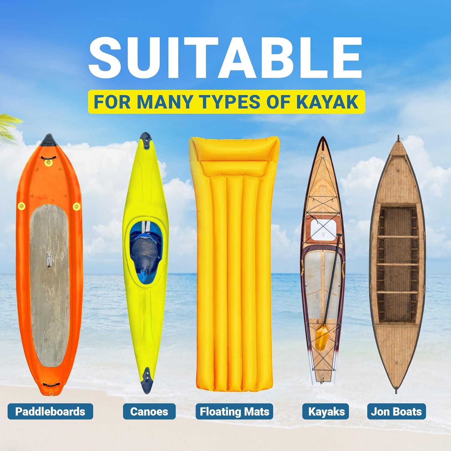 YES4ALL Kayak Cart U-Shape Aluminum, 200lbs Capacity Kayak Dolly with 4 Fixing Straps & Thick PU Wheels, Foldable Canoe Cart