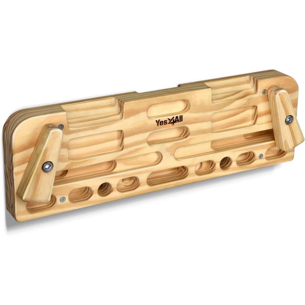 Yes4All Wooden Hang Board/Climbing Board for Doorway – Hand Strengthener Equipment for Training Finger, Grip and Pull Up(B. Natural – Upgraded)