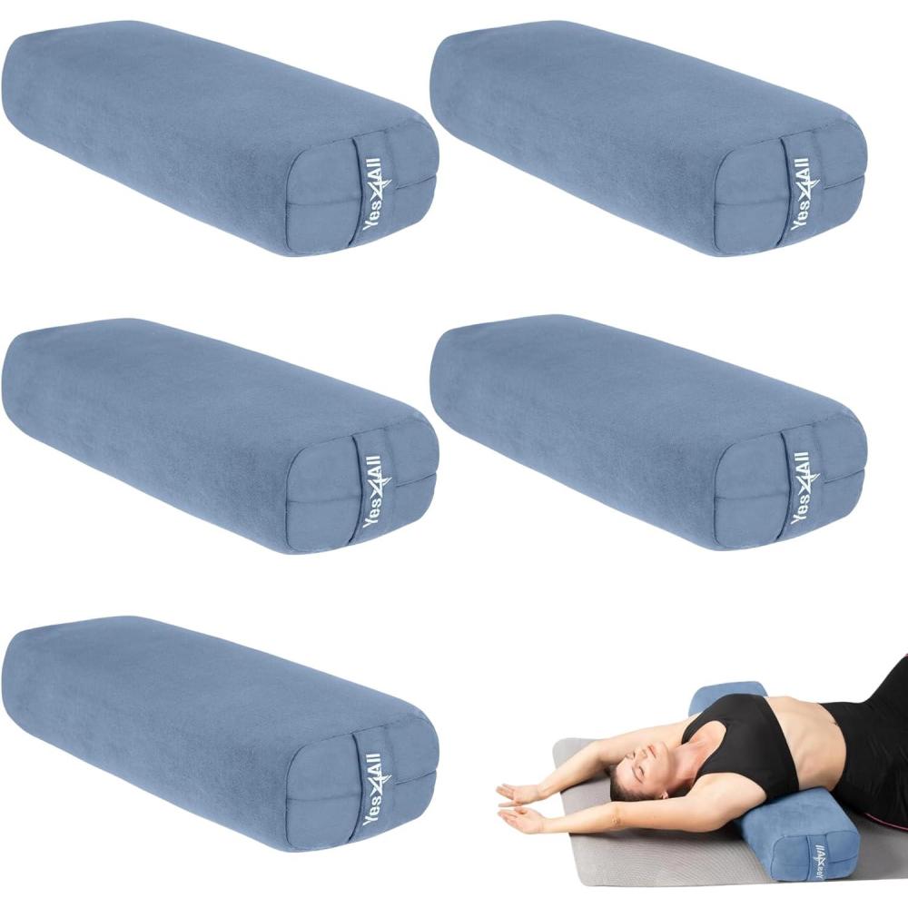 Yes4All Triple-Layer Sponge Yoga Bolster Pillow for Restorative Yoga & Meditation – Versatile Yoga Support Pillow, Balance & Poses Modification(H. Set of 5 Blue)